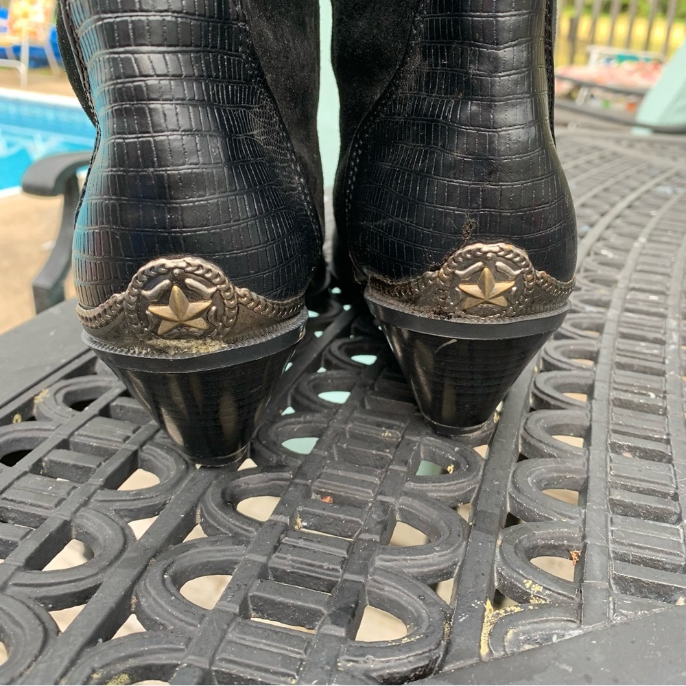 Current Attractions Black Suede Leather Western Boots Cowboy Size 9 - Picture 6 of 9